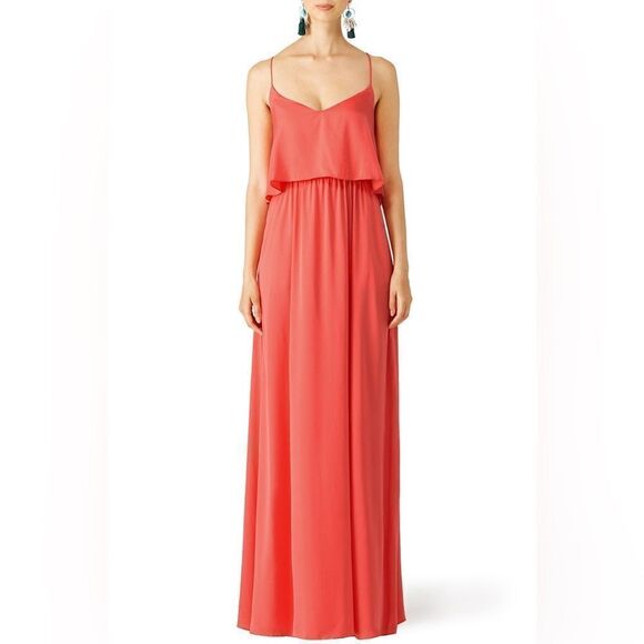NWT BCBGMAXAZRIA Coral Haely Chiffon Maxi Dress - Picture 3 of 13